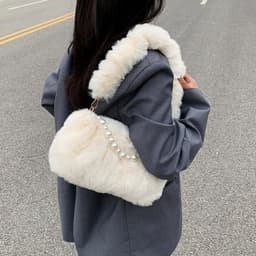 image-Women's Fashion Pearl Pleated Shoulder Bag