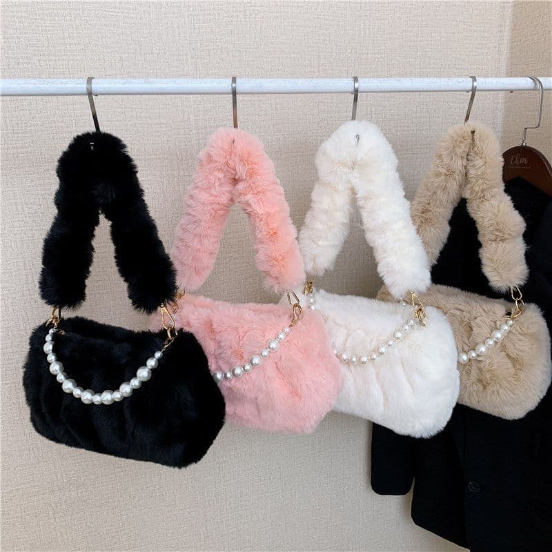 image-Women's Fashion Pearl Pleated Shoulder Bag