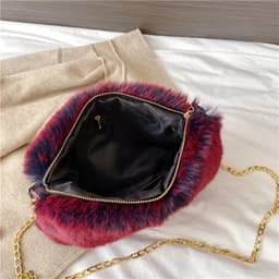 image-Women's Fashion All-matching One-shoulder Crossbody Chain Plush Bag