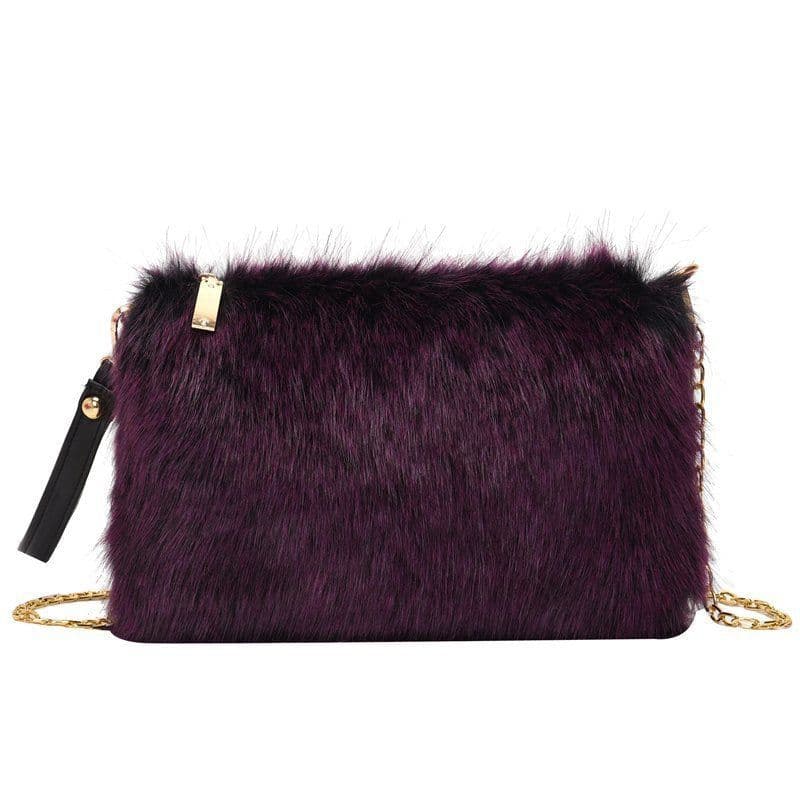 image-Women's Fashion All-matching One-shoulder Crossbody Chain Plush Bag