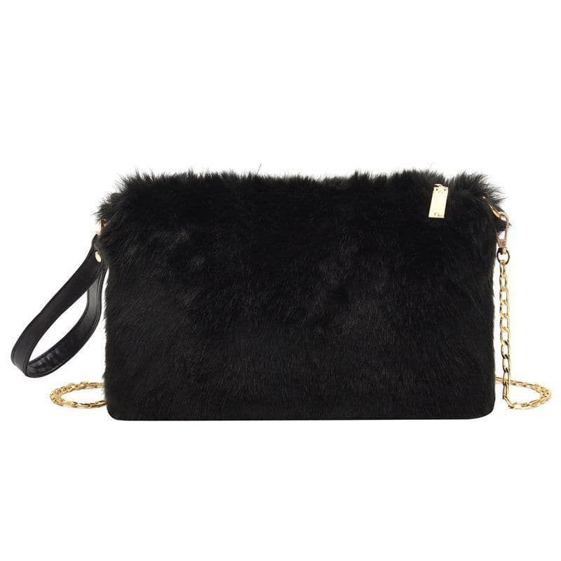 image-Women's Fashion All-matching One-shoulder Crossbody Chain Plush Bag