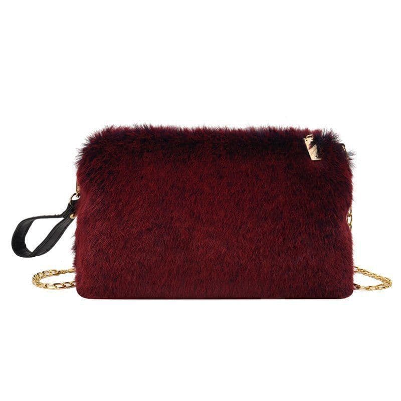 image-Women's Fashion All-matching One-shoulder Crossbody Chain Plush Bag