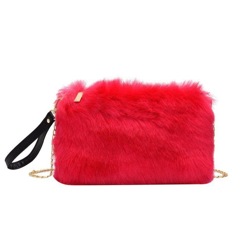 image-Women's Fashion All-matching One-shoulder Crossbody Chain Plush Bag