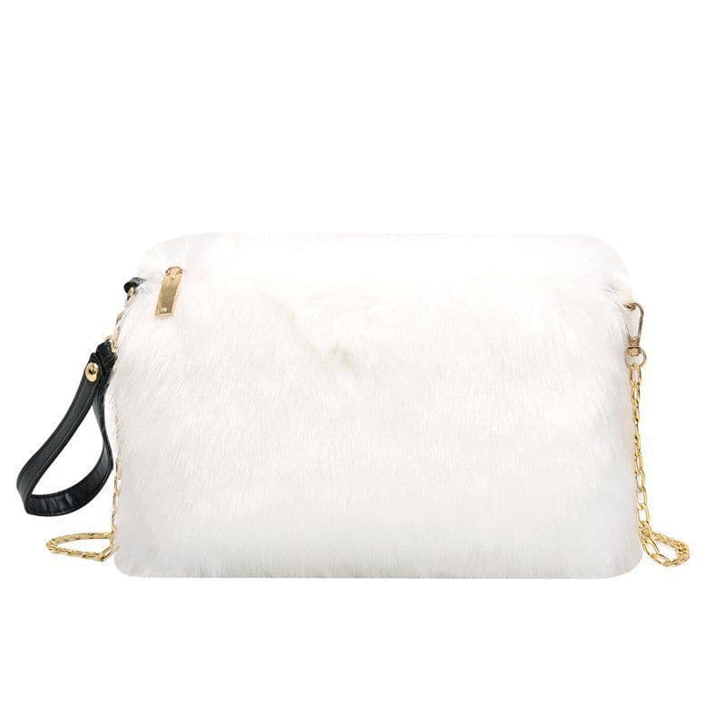 image-Women's Fashion All-matching One-shoulder Crossbody Chain Plush Bag