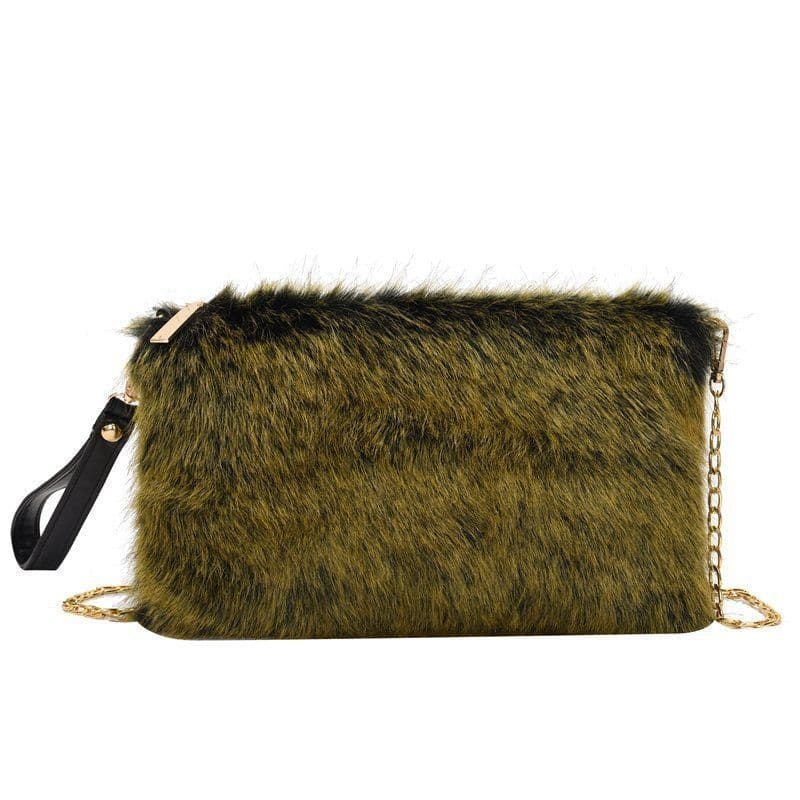 image-Women's Fashion All-matching One-shoulder Crossbody Chain Plush Bag