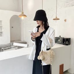 image-Women's Fashion Love Imitation Rex Rabbit Plush One-shoulder Crossbody Bag