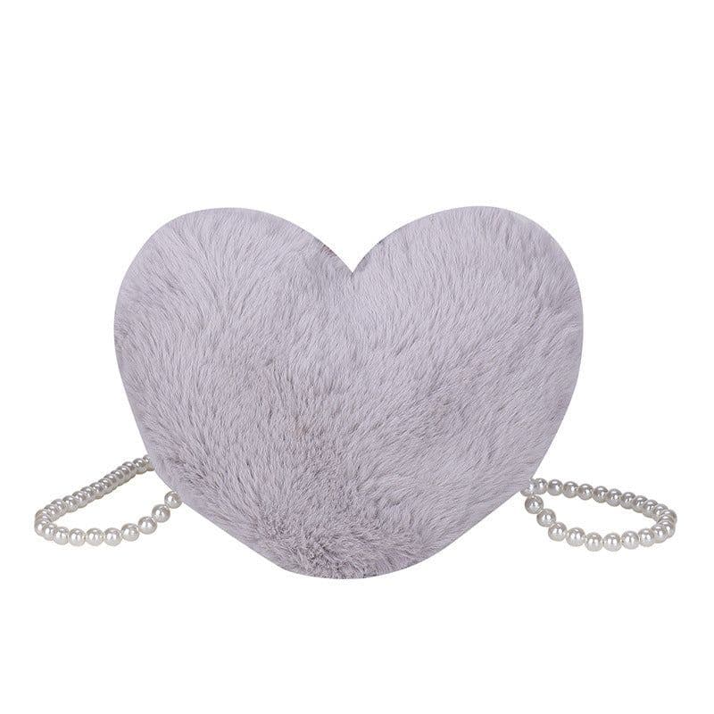 image-Women's Cute Fashion Furry Heart-shaped Chain Bag