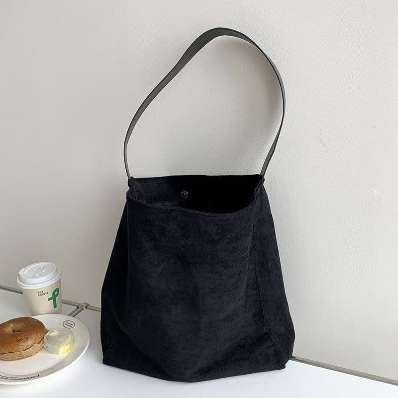 image-Large Capacity Autumn And Winter Frosted Tote Vintage Suede Shoulder Bag