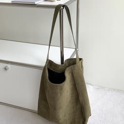 image-Large Capacity Autumn And Winter Frosted Tote Vintage Suede Shoulder Bag