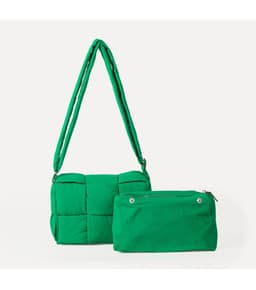 image-Women's Niche High-grade Woven Plaid Nylon Shoulder Bag