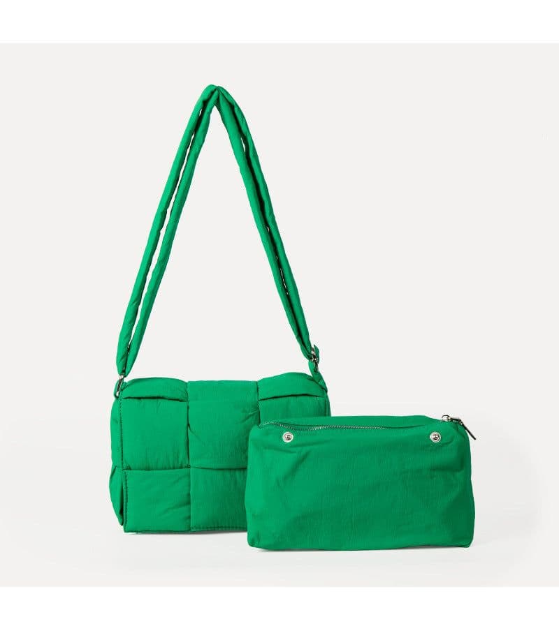 image-Women's Niche High-grade Woven Plaid Nylon Shoulder Bag