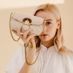 image-Embroidered Chain Design Crossbody Mini Bag