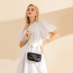image-Embroidered Chain Design Crossbody Mini Bag