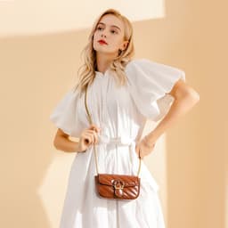 image-Embroidered Chain Design Crossbody Mini Bag
