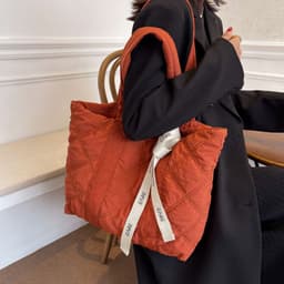 image-Winter Tote Bag For Women 2023 Sewing Rhombus Shoulder Bag High Capacity Commuting Shopping Bag Personalized Handbags