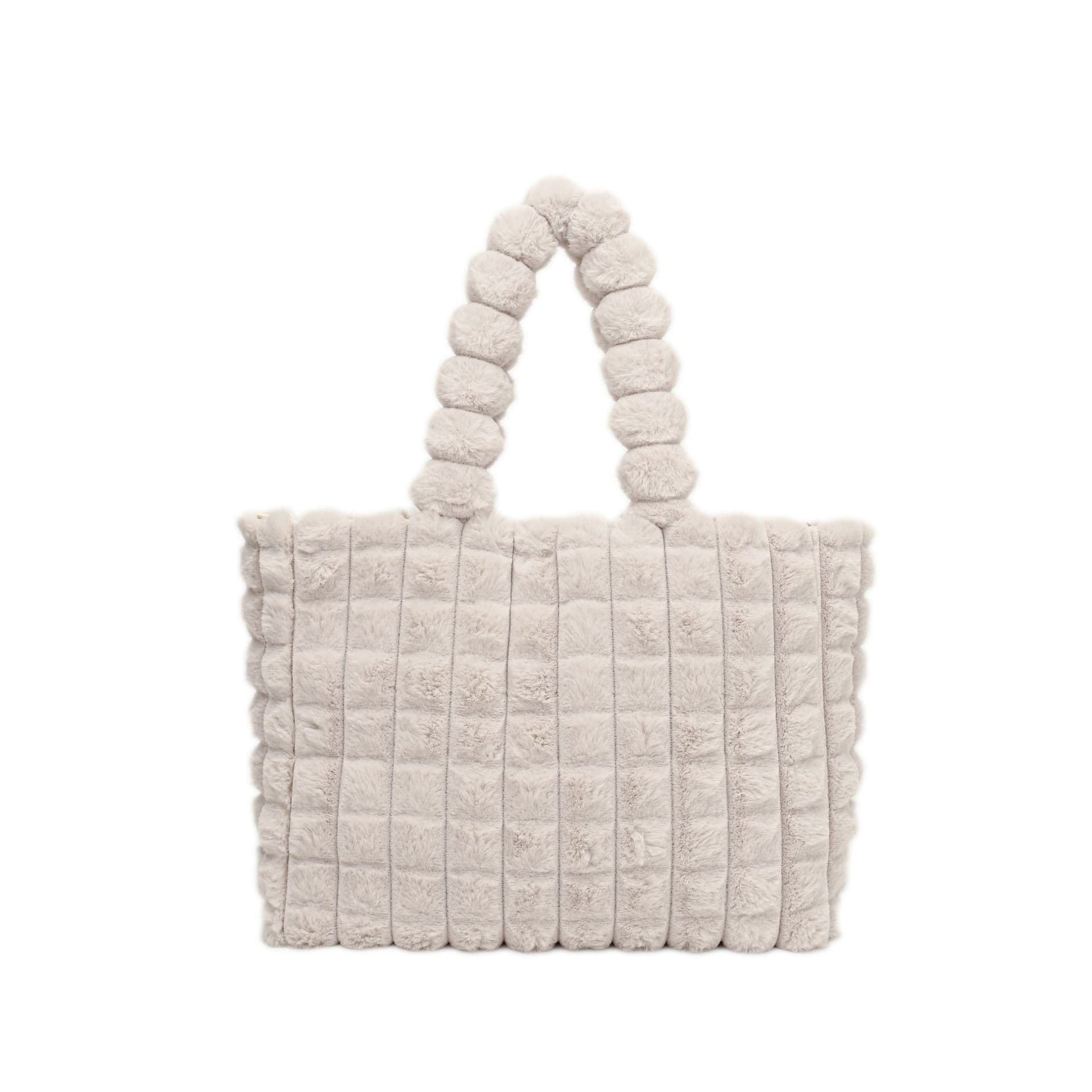 image-Plaid Handbags Winter Fashion High Capacity Shopping Plush Bag Korean Style Personalized Designer Luxury Tote Bags For Women