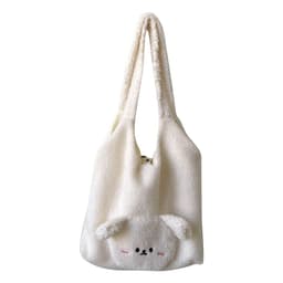 image-Personalized Bag For Women 3D Cartoon Bear Lamb Wool Shoulder Bag Winter High Capacity Daily Shopping Bags Girls College Style Handbags
