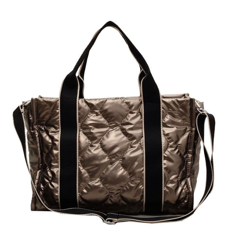 image-Rhombus Sewing Tote Bag Winter Designer Luxury Down Shoulder Bag High Capacity Commuting Personalized Handbags For Women