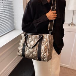 image-Rhombus Sewing Tote Bag Winter Designer Luxury Down Shoulder Bag High Capacity Commuting Personalized Handbags For Women