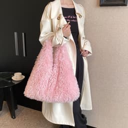 image-New Autumn And Ainter Plush Handbags Large-capacity Shoulder Armpit Bag Cute Fashion Luxury Designer Tote Bags For Women Trend