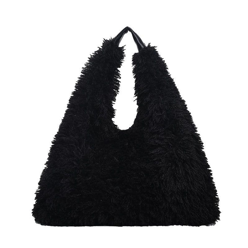 image-New Autumn And Ainter Plush Handbags Large-capacity Shoulder Armpit Bag Cute Fashion Luxury Designer Tote Bags For Women Trend