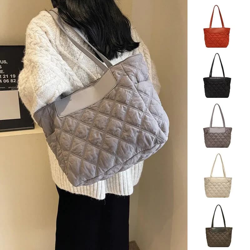 image-Rhombus Sewing Shoulder Bag Autumn And Winter Winter Luxury Women's Bag High Capacity Casual Commuting Personalized Handbags