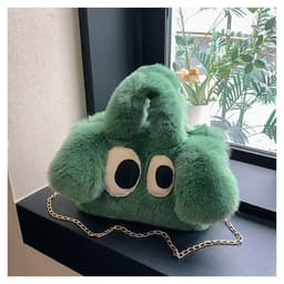 image-Cute Cartoon Big Eyes Dog Plush Bags For Women Winter Fashion Chains Handbags Designer Personalized Shoulder Crossbody Bag