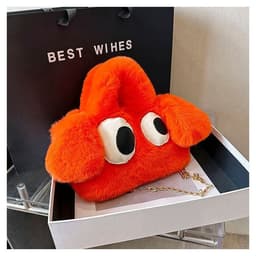 image-Cute Cartoon Big Eyes Dog Plush Bags For Women Winter Fashion Chains Handbags Designer Personalized Shoulder Crossbody Bag