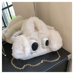 image-Cute Cartoon Big Eyes Dog Plush Bags For Women Winter Fashion Chains Handbags Designer Personalized Shoulder Crossbody Bag