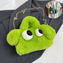 image-Cute Cartoon Big Eyes Dog Plush Bags For Women Winter Fashion Chains Handbags Designer Personalized Shoulder Crossbody Bag
