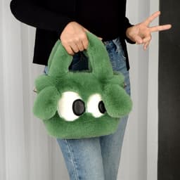 image-Cute Cartoon Big Eyes Dog Plush Bags For Women Winter Fashion Chains Handbags Designer Personalized Shoulder Crossbody Bag