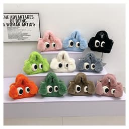 image-Cute Cartoon Big Eyes Dog Plush Bags For Women Winter Fashion Chains Handbags Designer Personalized Shoulder Crossbody Bag