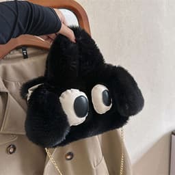 image-Cute Cartoon Big Eyes Dog Plush Bags For Women Winter Fashion Chains Handbags Designer Personalized Shoulder Crossbody Bag