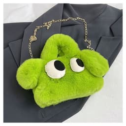 image-Cute Cartoon Big Eyes Dog Plush Bags For Women Winter Fashion Chains Handbags Designer Personalized Shoulder Crossbody Bag