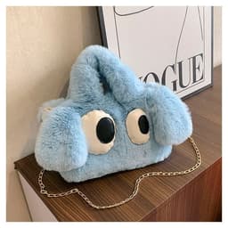 image-Cute Cartoon Big Eyes Dog Plush Bags For Women Winter Fashion Chains Handbags Designer Personalized Shoulder Crossbody Bag