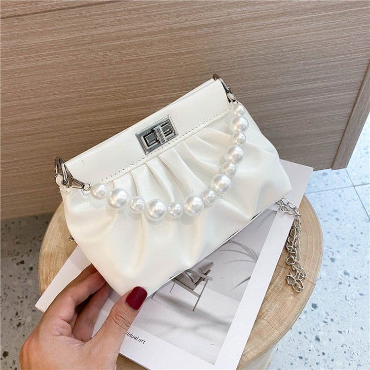 image-All-match Pearl Hand Pleated Cloud Bag Women's Shoulder Bag