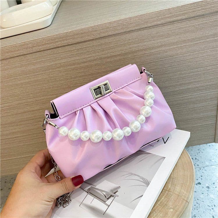 image-All-match Pearl Hand Pleated Cloud Bag Women's Shoulder Bag