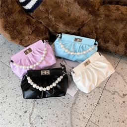 image-All-match Pearl Hand Pleated Cloud Bag Women's Shoulder Bag