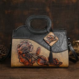 image-Retro Portable Crossbody Embossing Brush-off Craft Women's Bag Ethnic Style