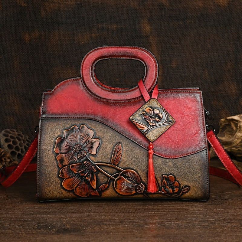 image-Retro Portable Crossbody Embossing Brush-off Craft Women's Bag Ethnic Style