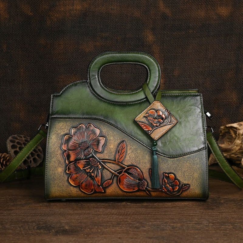 image-Retro Portable Crossbody Embossing Brush-off Craft Women's Bag Ethnic Style