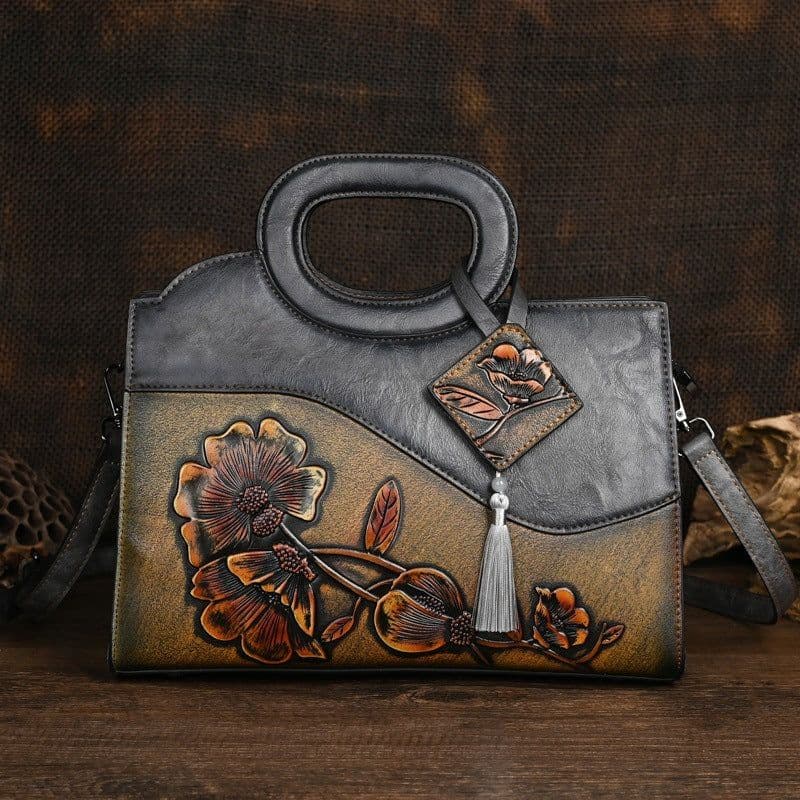 image-Retro Portable Crossbody Embossing Brush-off Craft Women's Bag Ethnic Style