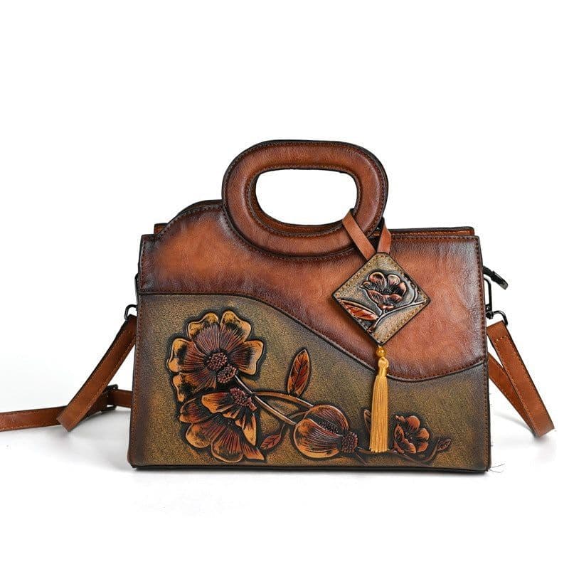 image-Retro Portable Crossbody Embossing Brush-off Craft Women's Bag Ethnic Style