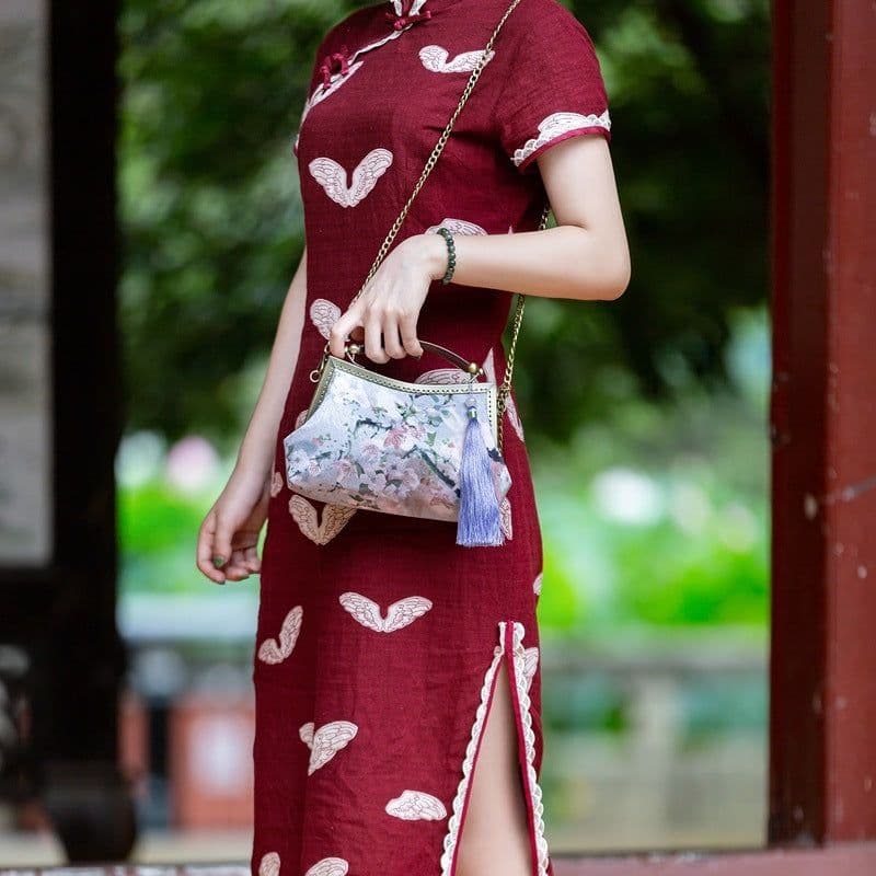 image-Retro Women's Bag Handmade Kisslock Bag Cheongsam