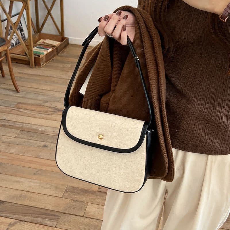 image-Elegant Canvas New Early Autumn New Versatile Crossbody Women's Bag