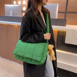 image-Oxford Cloth Shoulder Retro Diamond Quilted Women's Cross-body Bag