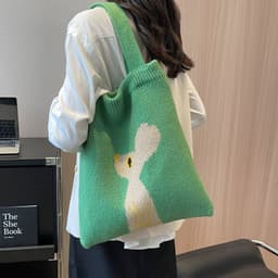 image-New Wool Bag Women's Large Capacity Knitted Handbag Cute Rabbit Commuter Shoulder Bag