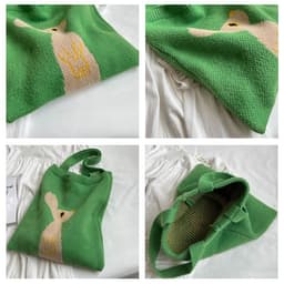 image-New Wool Bag Women's Large Capacity Knitted Handbag Cute Rabbit Commuter Shoulder Bag