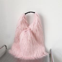 image-Water Wool One-shoulder Tote Plush Bag