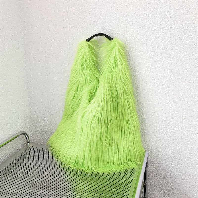 image-Water Wool One-shoulder Tote Plush Bag